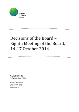Decisions of the Board – Eighth Meeting of the Board, 14