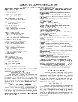 MARCH 21, 2010 MOST HOLY TRINITY– ST. MARY