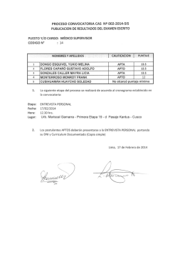 proceso convocatoria cas n9 002-2014