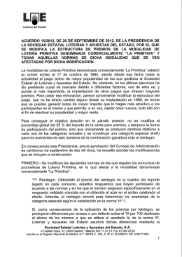 Modificación normas La Primitiva de 28 de