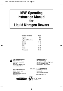 MVE Operating Instruction Manual for Liquid Nitrogen Dewars