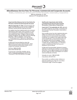 Miscellaneous Service Fees for Personal, Commercial and