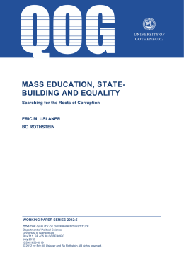 Mass Education, State Building and Equality - Searching for