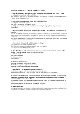CUESTIONES DE SELECTIVIDAD SOBRE LA CÉLULA 1.