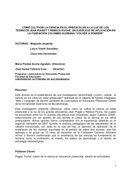 cómo cultivar la ciencia en el preescolar a la luz de los teóricos jean