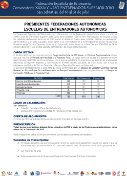 Federación Española de Baloncesto Convocatoria XXXIV CURSO