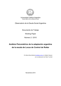 Análisis Psicométrico de la adaptación argentina de la escala de