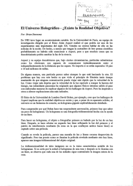 El Universo Hólográﬁco- ¿Existe la Realidad Objetiva"