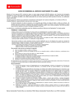 Aviso De Enmienda Al Servicio Santander Te Llama
