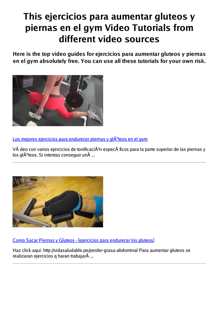 Videos de ejercicios para gluteos y piernas en el gym