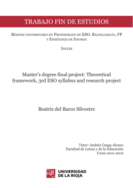 Master`s degree final project: Theoretical framework, 3rd ESO