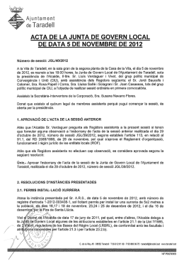 acta de la junta de govern local de data 5 de novembre de 2012