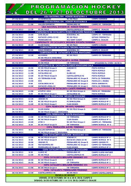 programacion hockey del 26 y 27 de octubre