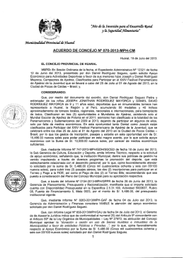 mvinciafdé 5`[uara[ ACUERDO DE CONCEJO N° 070-2013-MPH-CM