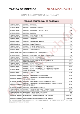 TARIFA DE PRECIOS OLGA MOCHON S.L.