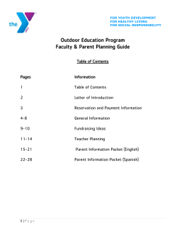 Outdoor Education Program Faculty & Parent Planning Guide
