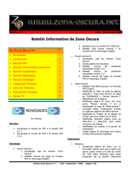 Boletín Informativo de Zona Oscura NOVEDADES