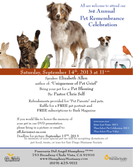 3rd Annual Pet Remembrance Celebration