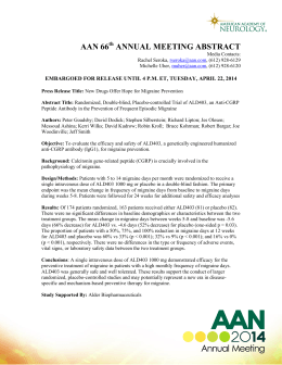 AAN Annual Meeting Abstract New Drugs for Migraine Prevention