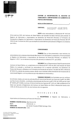 Resolución Exenta Nº 002207 de fecha 03-07