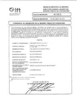 telecomunicaciones folio de inscripción: - 0 ii 0 i 3