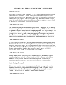 MENSAJE A LOS PUEBLOS DE AMERICA LATINA Y EL CARIBE I