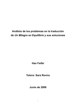 Anlisis de los problemas en la traduccin de Un Milagro en Equilibrio