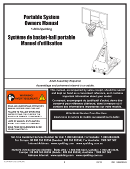 Portable System Owners Manual Système de basket
