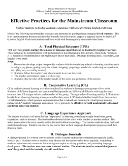 Effective Practices for the Mainstream Classroom