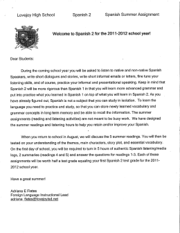 Lovejoy High School Spanish 2 Spanish Summer Assignment