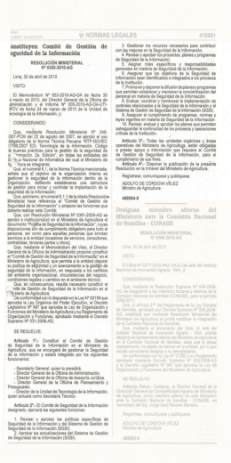 Constituyen Comité de Gestión de Seguridad de la Información