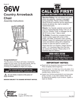 96W Country Arrowback Chair ASSEMBLY