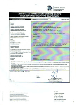 CERTIFICADO IRAM DE CONFORMIDAD DE TIPO IRAM