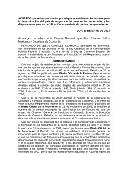 ACUERDO que reforma el similar por el que se establecen las