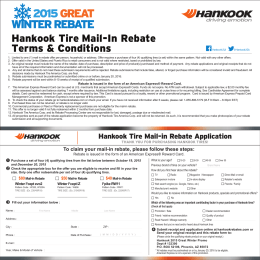 Hankook Tire Mail-In Rebate Terms & Conditions