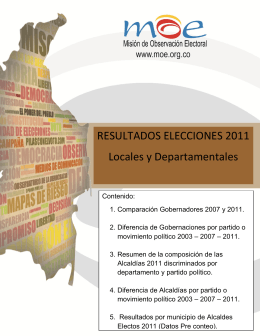 RESULTADOS ELECCIONES 2011 Locales y Departamentales