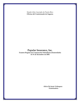 Popular Insurance, Inc. - Oficina del Comisionado de Seguros