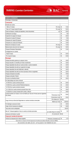 CUENTA CORRIENTE Comisiones Cargo por cuentas de