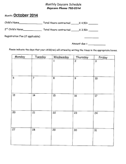MonThly Daycare Schedule - Dunham Elementary School