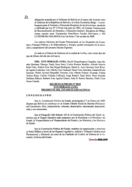 obligaciún asumida por sl Üobiomo do Bolivia cn cl marco del