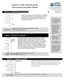 LISTA DE EMPLEOS - Catholic Charities
