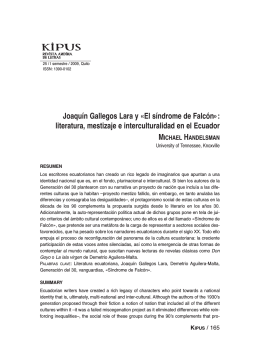 Joaquín Gallegos Lara y «El síndrome de Falcón»: literatura
