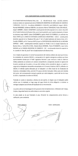 ACTA COMPLEMENTARIA ACUERDO COLECTIVO 2015