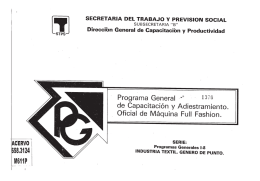 Oficial de Máquina Full Fashion. Programa General de Capacitación