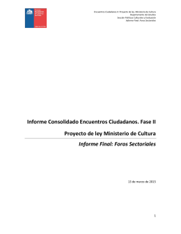 Informe Final: Foros Sectoriales - Consulta Ciudadana