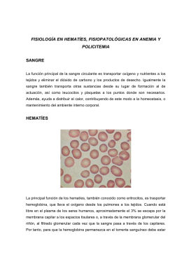 fisiología en hematíes, fisiopatológicas en anemia y policitemia
