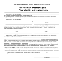 Resolución Corporativa para Financiación o