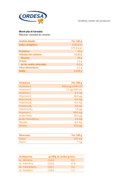 Blevit plus 8 Cereales Máxima variedad de cereales Análisis Medio