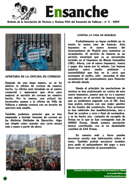Boletinde la Asociación de Vecinos y Vecinas PAU del Ensanche de