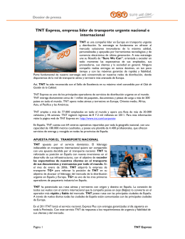 TNT Express, empresa líder de transporte urgente nacional e